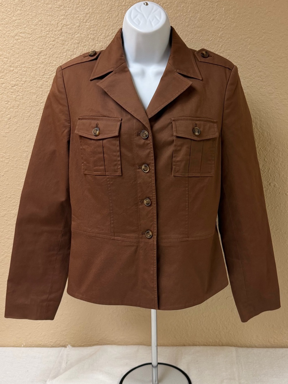 4/$20 Apostrophe Brown Utility Jacket with Button Front